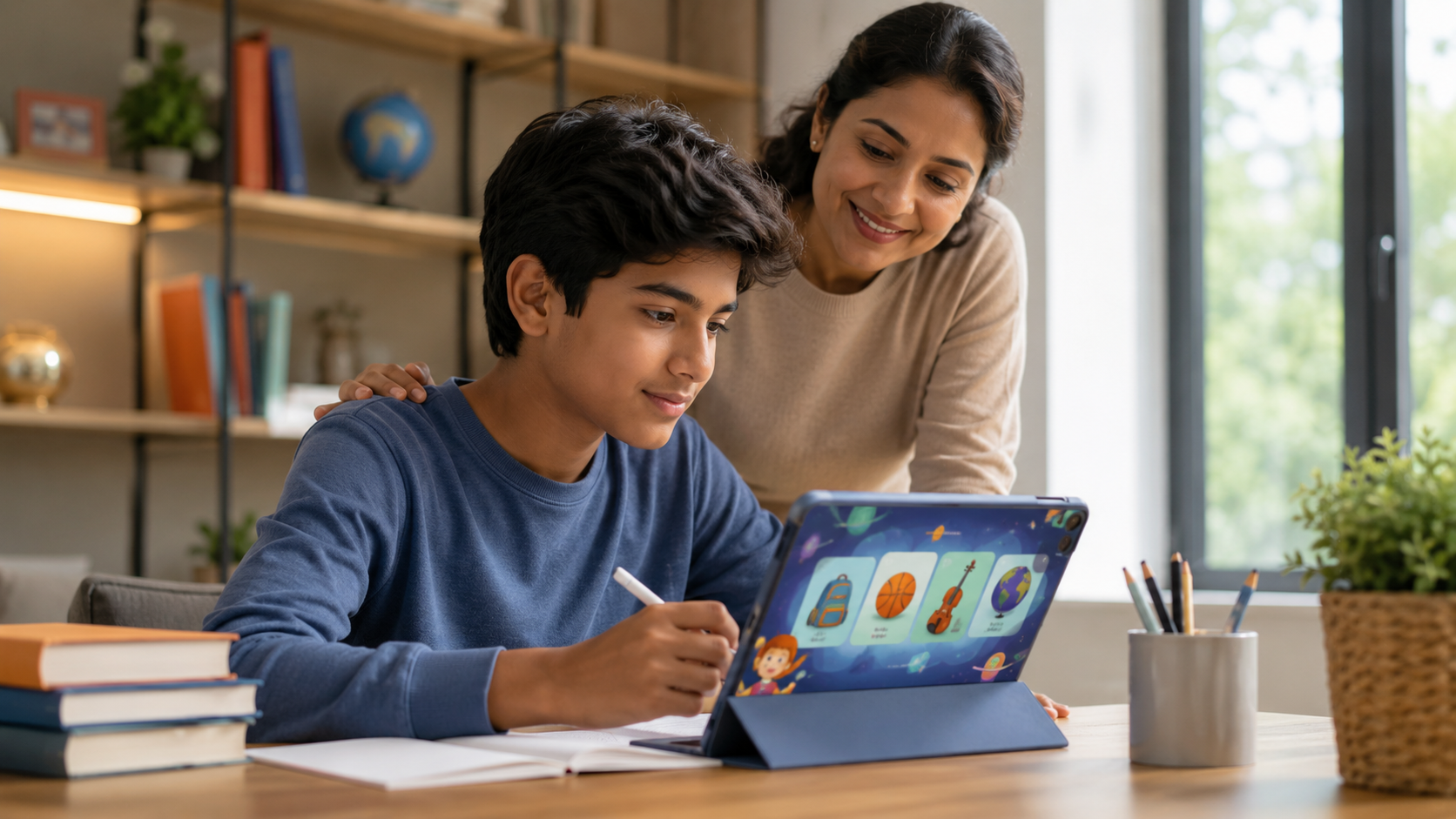 Révision de vocabulaire à la maison sur tablette